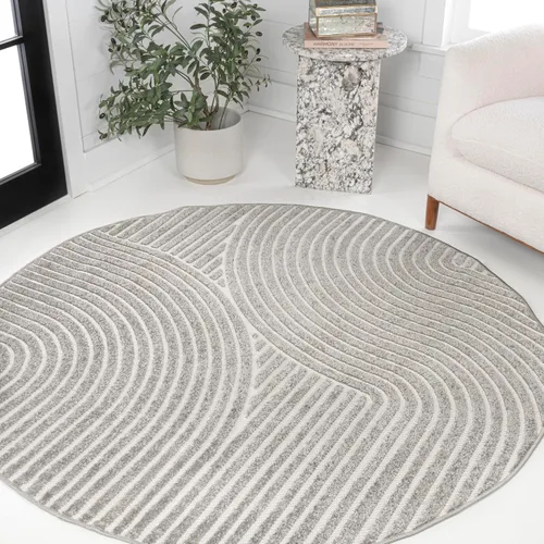 Vista 12 de Eyely NCS100D-3 - Alfombra de área para interiores/exteriores Hallie, diseño minimalista de curvas geométricas altas y bajas, beige/crema, 3 pies x
