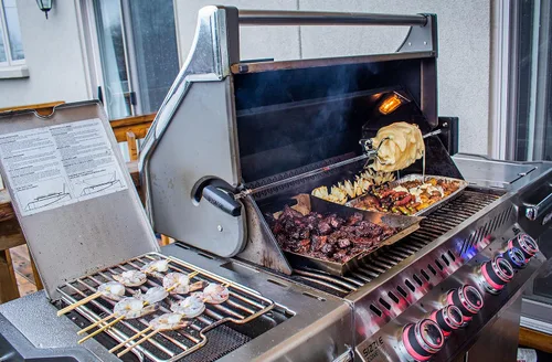 Vista 5 de Napoleon Juego de 2 tenedores para asador, varillas divididas cuadradas y hexagonales de grado comercial, cuatro puntas, apto para lavavajillas