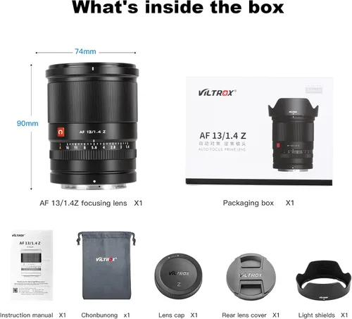 Vista 9 de VILTROX 13mm f1.4 F/1.4 Lente de Montura Z, Lente Prima Gran Angular Aps-C para Cámara de Montura Z Nikon Z5/Z50/Z6/Z6II/Z7/Z7II/ZFC/Z30/Z9