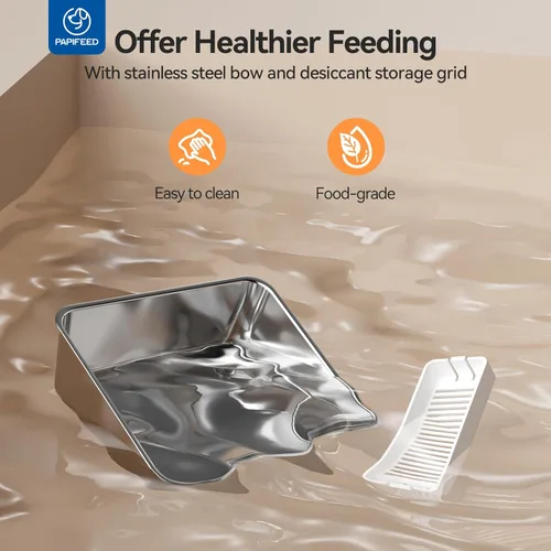 Vista 6 de PAPIFEED Comedero automático para gatos con aplicación, dispensador de comida WiFi de 2.4 G, alimentador para gatos con temporizador de 6 litros