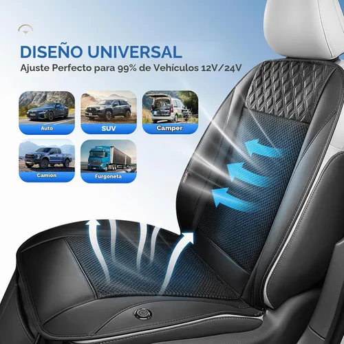 Vista 7 de Coverado Cojín de asiento refrescante para automóvil, funda de asiento transpirable ventilada con 3 ajustes de flujo de aire ajustables, almohadilla