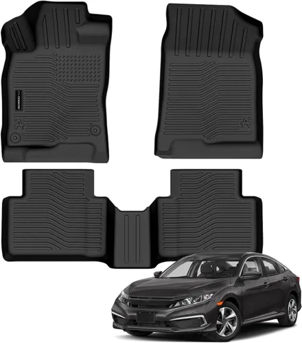Vista 28 de Auxko Alfombrillas para todo tipo de clima, tapete de carga con respaldo para Honda Pilot 8 pasajeros 2016-2022, forros de elastómero termoplástico