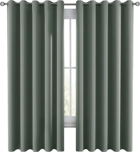 Vista 24 de LUX Décor - Juego de 2 paneles de cortinas opacas de alta calidad de 63 pulgadas de largo, cortinas de oscurecimiento de habitación con aislamiento