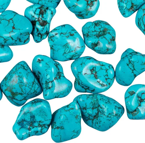 Vista 3 de rockcloud Piedras pulidas irregulares de howlita verde turquesa de 1/2 Ib para Wicca, Reiki y cristal curativo energético, decoración del hogar