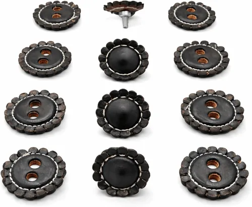 Vista 2 de Negro Juego De Chapetones Monturas Charras Conchos