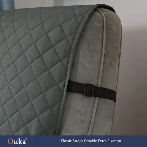 Vista 6 de Ouka - Funda reclinable para perros, de ancho de asiento de 63,5 cm, protector de sofá de tela reversible con correas elásticas, funda de sillón Gris