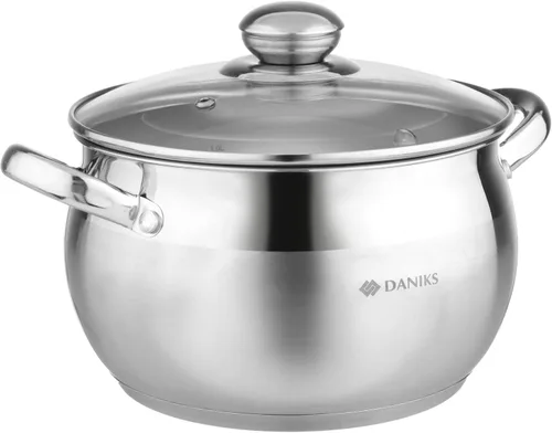 Vista 13 de Daniks Olla clásica de acero inoxidable de 2 cuartos de galón con tapa de vidrio, parte inferior de tres capas para calefacción uniforme, compatible