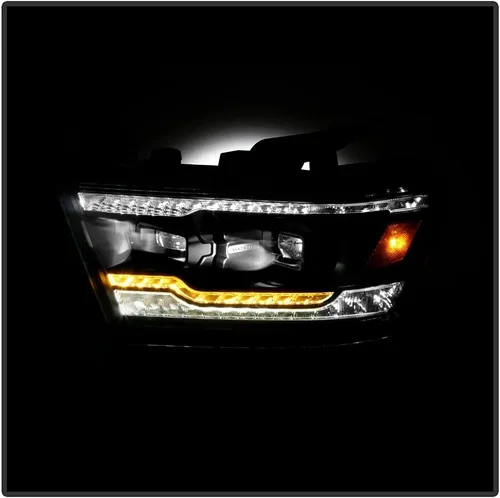 Vista 6 de ACANII - Para [tipo halógeno] 2019-2022 Ram 1500 Tubo LED Negro Señal secuencial LED Dual Proyector Faros Faros Faros