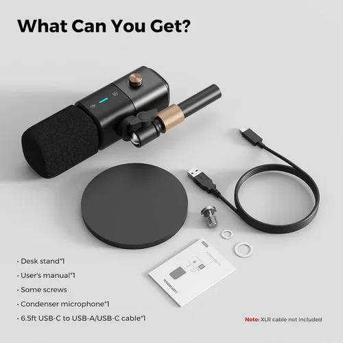 Vista 9 de NearStream AM25X Gen2 Micrófono de Condensador XLR/USB con Cancelación de Ruido/Control de Volumen/Entrada de Auriculares/Silencio, Micrófono