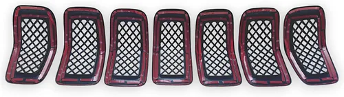 Vista 3 de Trim Illusion Cubierta de malla para parrilla delantera negra brillante con cinta adhesiva compatible con Jeep Cherokee 2014-2018, ABS6473BLK