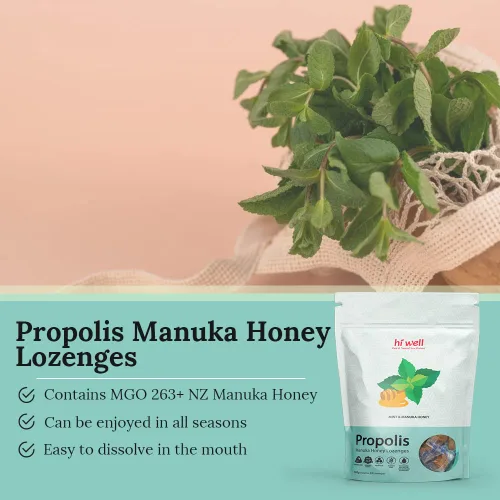 Vista 3 de (2 unidades) Hi Well Propóleos Manuka Pastillas de Miel Menta y Miel de Manuka 17.64 oz