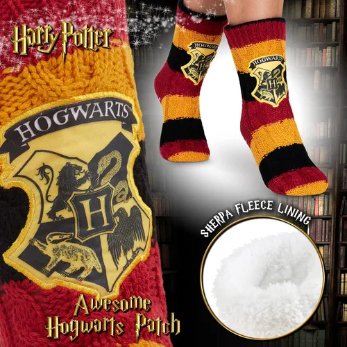 Vista 3 de Harry Potter Calcetines de zapatillas, calcetines esponjosos de punto para mujer, rellenos de calcetines de Navidad