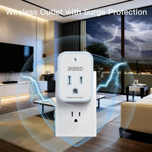 Vista 4 de BSEED Protector de sobretensiones de 1620 julios, 1800 W, mini protector de sobretensiones para refrigerador, PC, TV, Xbox, PS5, electrodomésticos