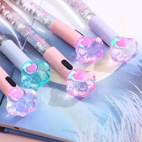 Vista 2 de Paquete de 8 bolígrafos kawaii, bolígrafos divertidos, con diseño de pata de gato de 0.020 in, brillante y luminoso, papelería coreana japonesa