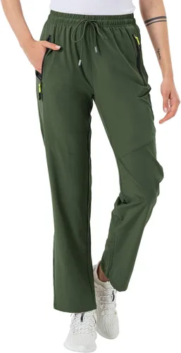 Vista 3 de BGOWATU Pantalones cargo de senderismo para mujer, de secado rápido, ligeros, resistentes al agua, con bolsillos con cremallera