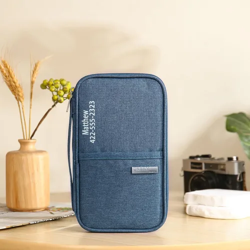 Vista 4 de Gemszoo Cartera personalizada para pasaporte de viaje con nombre, organizador de documentos personalizado para pasaporte, bolsa de mano, tarjetas