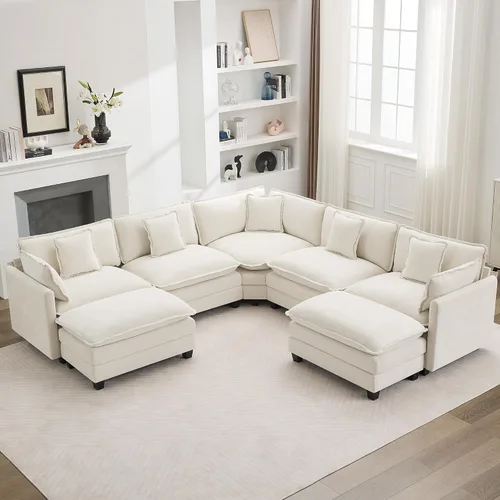 Vista 80 de Sofá modular en forma de nube de 113 pulgadas, sofás de asiento profundo de gran tamaño para sala de estar, sofá modular tapizado de chenilla