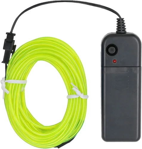 Vista 4 de Searik - Tira de luces LED de neón de 16.4 pies/5m, cable EL portátil que brilla, luces de cuerda LED con control de batería para decoraciones
