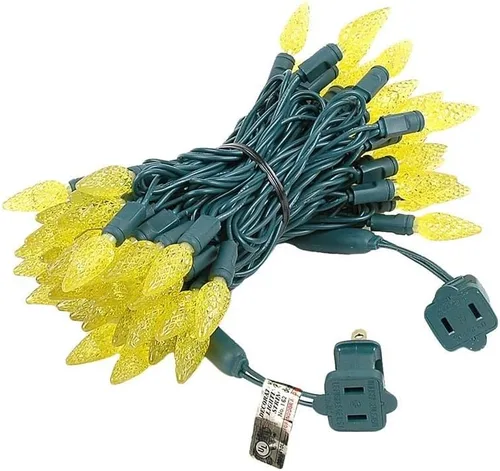 Vista 3 de Novelty Lights - Mini juego de 70 luces C6 LED de Navidad, serie de luces de grado comercial para exteriores, cable verde, 24 pies