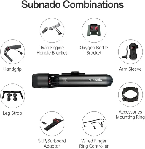 Vista 10 de Waydoo Subnado Underwater Scooter Main Unit, Gray/Red
