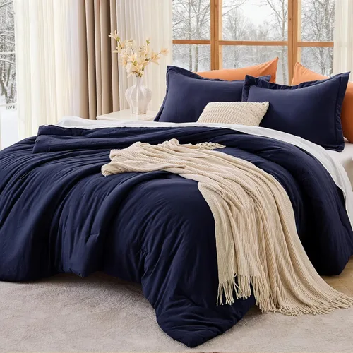 Vista 39 de MUXHOMO Juego de edredón beige tamaño individual/individual XL, ropa de cama alternativa ultrasuave para todas las estaciones. El juego de cama