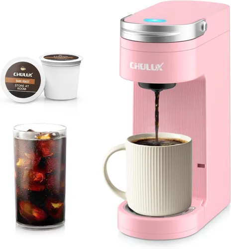 Vista 14 de CHULUX Cafetera compacta de una sola taza para cápsulas K Cup, apagado automático, color crema
