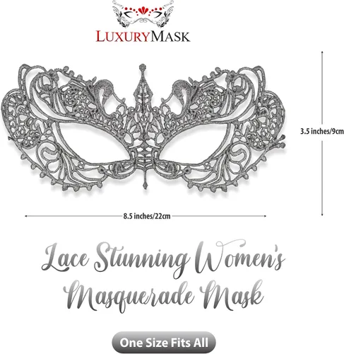 Vista 2 de Masquerade Mask For Women Lace Masquerade Masks for Masquerade Party, Proms, Venetian Party, Mardi Gras, Halloween & Cosplay