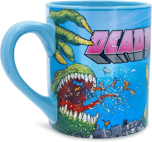 Vista 3 de Deadpool Marvel Comics Best Mug Ever - Taza de café sin BPA para expreso, té, cacao, capacidad para 14 onzas