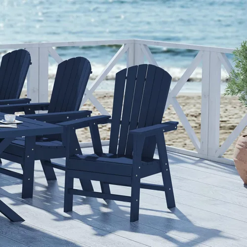 Vista 31 de WestinTrends Malibu Outdoor Patio HDPE Adirondack Silla de comedor para patio, color negro