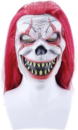 Vista 2 de Máscara de payaso aterrador, máscara de diablo de terror
