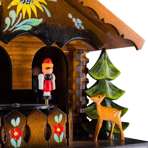 Vista 4 de Kintrot – Reloj de cuco con péndulo de cuarzo, reloj de pared del bosque negro, decoración del hogar