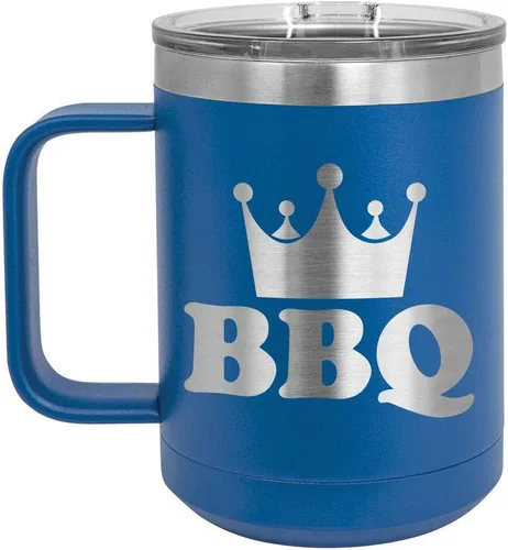 Vista 9 de Taza de café para barbacoa King de 15 onzas con tapa superior deslizante, taza de café de viaje aislado idea de regalo para los hombres que tienen