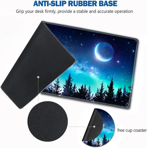 Vista 6 de AIMSA - Alfombrilla de mouse grande para juegos, extendida con borde cosido, alfombrilla de mouse para teclado XL, base de goma antideslizante, 31.5