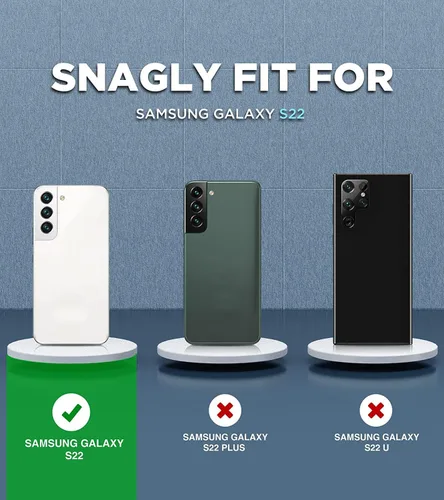 Vista 2 de YmhxcY Funda S22, funda para Galaxy S22, funda duradera de 3 capas a prueba de caídas, protección contra caídas, funda de goma sólida mate