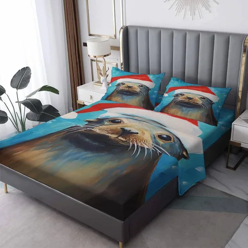 Vista 11 de Sábanas de gato tamaño individual – Sábanas y fundas de almohada de animales – 100% microfibra, estampado de alta cantidad de hilos, sábana