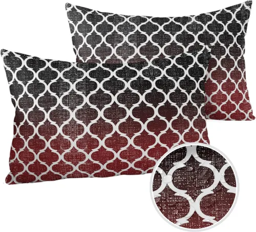 Vista 9 de Juego de 2 fundas de almohada marroquíes a cuadros para exteriores, fundas de cojín decorativas, fundas de almohada suaves impermeables de 16 x 16