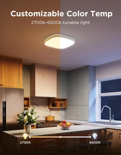 Vista 5 de Govee Lámpara de Techo Inteligente, Lámpara de Techo LED RGBIC Cuadrada que Funciona con Matter, Lámpara de Montaje Empotrado de 2400LM