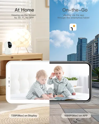 Vista 8 de ARENTI Monitor de vídeo para bebé con cámara y audio, monitor de cámara inteligente para bebé de 5 pulgadas con aplicación gratuita para teléfono