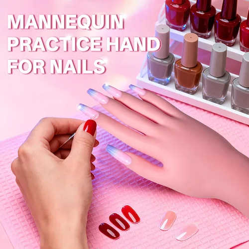 Vista 7 de Buqikma Mano de práctica de uñas para uñas acrílicas, mano de maniquí para práctica de uñas, flexible y flexible y flexible para práctica de uñas, 1