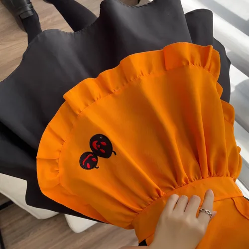 Vista 8 de STIOEDYUAN Disfraz de sirvienta de calabaza para mujer, vestido de lolita, vestido de restaurante, murciélago, vampiro, sirvienta, bruja mágica