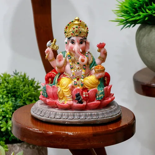 Vista 3 de alikiki Regalos indios, estatua de Lord Ganesha, 3.6 pulgadas de alto, ídolo hindú Ganesha para tablero de instrumentos del automóvil, regalo