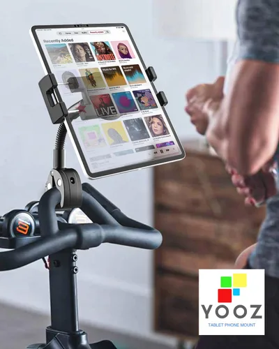 Vista 4 de Soporte para tableta para manillar para silla de ruedas de motocicleta, brazo de cuello de cisne de metal, abrazadera de montaje de bicicleta