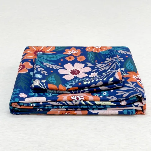 Vista 4 de LAMEJOR Juego de funda de edredón azul tamaño Queen con estampado floral bohemio, juego de ropa de cama suave de 3 piezas, 1 funda de edredón + 2