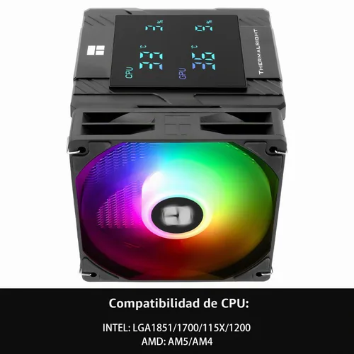 Vista 3 de Thermalright Peerless Assassin 120 Digital ARGB Negro Enfriador de aire para CPU, Cubierta superior con pantalla digital, Enfriador de CPU
