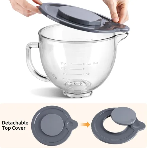 Vista 7 de Gdrtwwh KitchenAid - Cuenco de vidrio para batidora de pie inclinable de 4.5 a 5 cuartos de galón, repuesto con mezclador artesanal KitchenAid