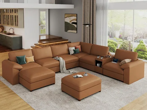 Vista 94 de EASE MOOSE Sofá modular seccional, sofá en forma de U para sala de estar Beige