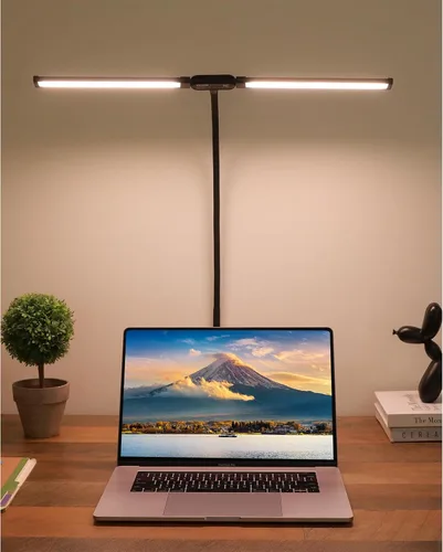 Vista 8 de VEVOR Lámpara de escritorio LED con abrazadera, lámpara de escritorio de arquitecto de doble cabezal para oficina en casa, luz de escritorio