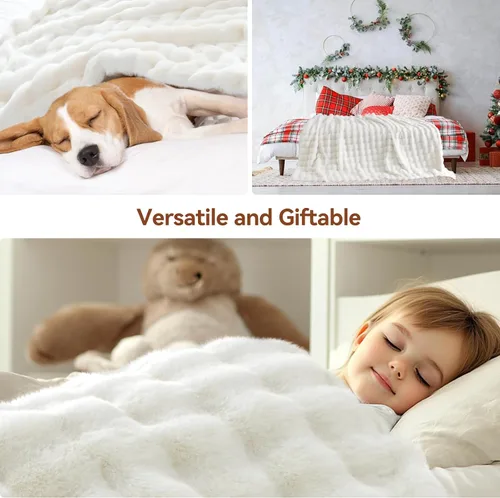 Vista 5 de LIFEYJ Manta mullida de piel sintética para sofá, manta de felpa ultrasuave con burbujas, regalo perfecto de Navidad y cumpleaños para mujeres