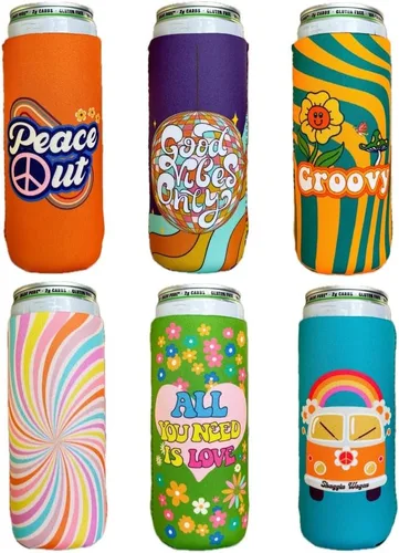 Vista 14 de Coozies Temáticas de los Años 70 - Regalo Genial para Cualquier Disco - Material de Neopreno Premium - Paquete de 6