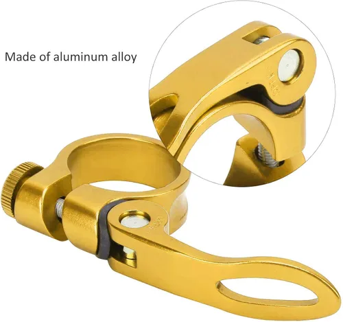 Vista 4 de plplaaoo Abrazadera de tija de sillín de bicicleta, abrazadera de asiento de bicicleta de aluminio, abrazadera de asiento de liberación rápida